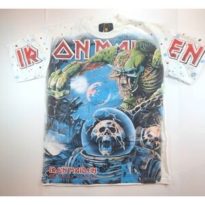 Apple Pie Iron Maiden The Final Frontier All Over Print T Shirt Mens Large White